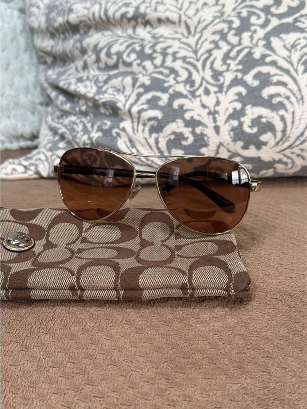 Coach Sunglasses - Gold Frame with Brown Lenses